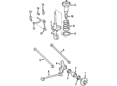 2002 Lexus RX300 Rear Suspension Components, Stabilizer Bar Rear Axle Hub & Bearing Assembly, Left Diagram for 42450-33010