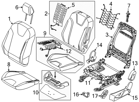 2013 Ford Focus Driver Seat Components Seat Cushion Pad Diagram for DV6Z-58632A23-E