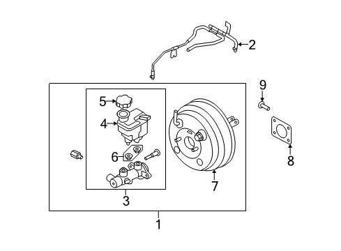 2010 Kia Rondo Dash Panel Components Booster & Master Cylinder Diagram for 585001D051