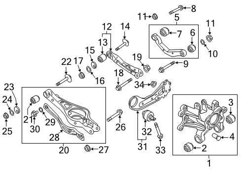2017 Kia Optima Rear Suspension Components, Lower Control Arm, Upper Control Arm, Stabilizer Bar Bush-Rear Trailing Arm Diagram for 55290C2200