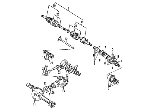 2000 Chevrolet Tracker Front Axle, Axle Shafts & Joints, Differential, Drive Axles, Propeller Shaft Spindle, Front Wheel Diagram for 30020929