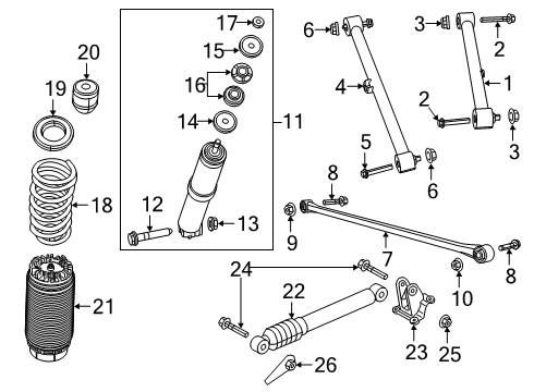 2019 Ram 2500 Rear Suspension Components, Lower Control Arm, Upper Control Arm, Ride Control, Stabilizer Bar Bolt-HEXAGON FLANGE Head Diagram for 6511143AA