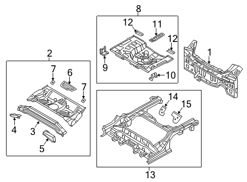 2017 Hyundai Veloster Rear Body Panel, Floor & Rails Reinforcement-Rear Floor Side RH Diagram for 65828-2V000