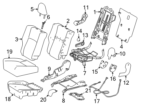 2013 Toyota RAV4 Rear Seat Components Cushion Frame Diagram for 71650-0R020