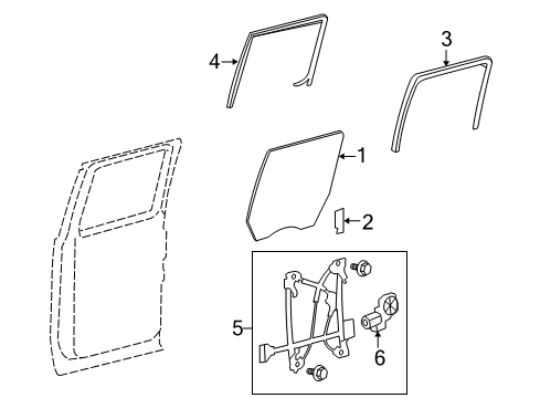 2011 Ford F-150 Rear Door - Glass & Hardware Door Glass Diagram for 9L3Z-1625712-C