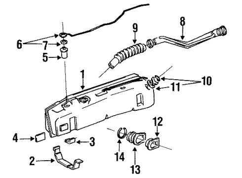 1994 Toyota MR2 Fuel Supply Band Sub-Assy, Fuel Tank Diagram for 77601-17020