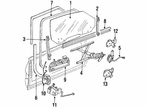 1987 Acura Legend Front Door Motor, Passenger Side Window Diagram for 72215-SG0-A10