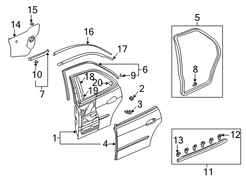 1999 Honda Accord Rear Door Lock Assembly, Left Rear Door (Manual) Diagram for 72650-S84-A11