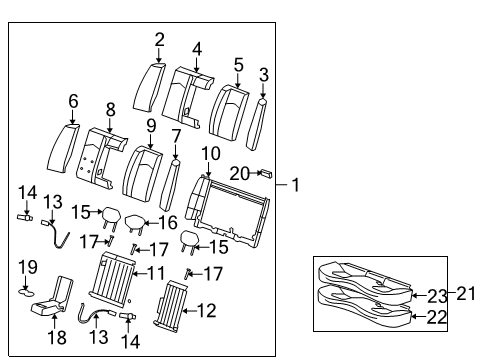 2012 Cadillac CTS Rear Seat Components Seat Back Frame Diagram for 25780733