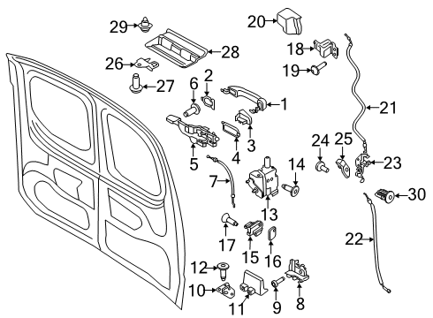 2021 Ford Transit Connect Front Door Lower Latch Diagram for DT1Z-6143289-C