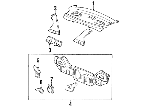 1998 Acura TL Rear Body Shelf, Rear Parcel Diagram for 66500-SW5-A01ZZ