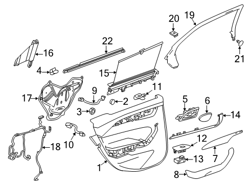 2016 Cadillac CTS Rear Door Water Deflector Diagram for 22827014