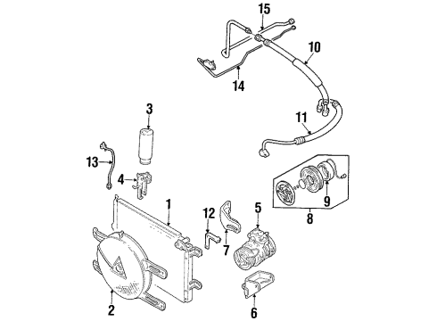 1998 Chevrolet Tracker A/C Condenser, Compressor & Lines Fitting, A/C Compressor(W/Hose) Diagram for 30014370