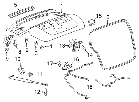 2018 Chevrolet Spark Lift Gate Trunk Lid Pad Diagram for 24428563