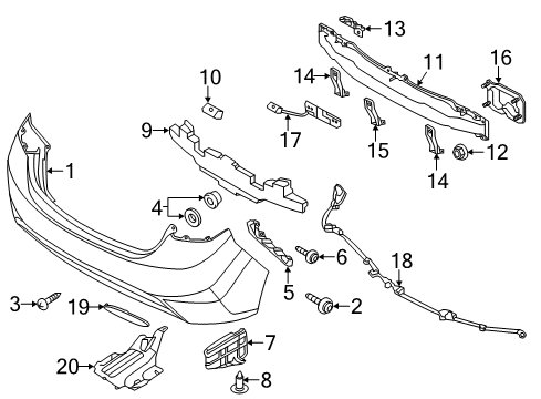 2013 Hyundai Elantra Rear Bumper Cover Assembly-Rear Bumper Under Diagram for 86690-3Y000