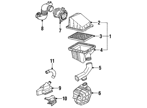 1992 Nissan NX Air Intake Body Assembly-Air Cleaner Diagram for 16528-62J00