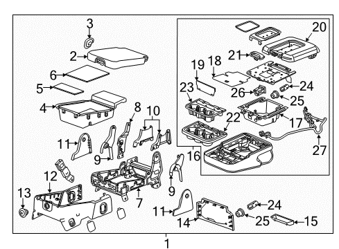 2017 GMC Sierra 3500 HD Front Seat Components Armrest Assembly Diagram for 84082729