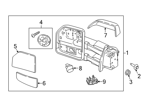 2019 Ford F-250 Super Duty Controls - Instruments & Gauges Mirror Glass Diagram for FL3Z-17K707-U