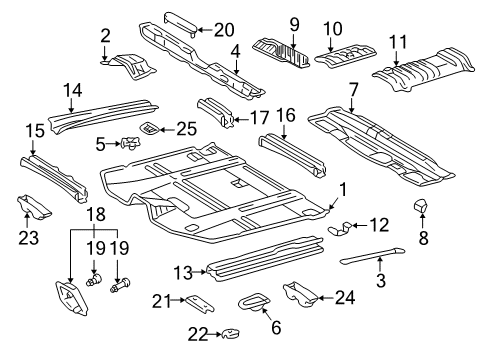 2003 Lexus RX300 Pillars, Rocker & Floor - Floor & Rails Pan, Front Floor Diagram for 58111-48909