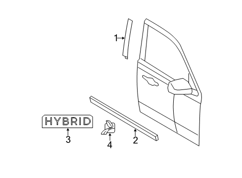 2009 Mercury Mariner Exterior Trim - Front Door Belt Weatherstrip Diagram for BL8Z-7821452-BA