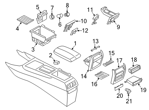 2015 BMW X5 Front Console Trim, Basic Diagram for 51169252008