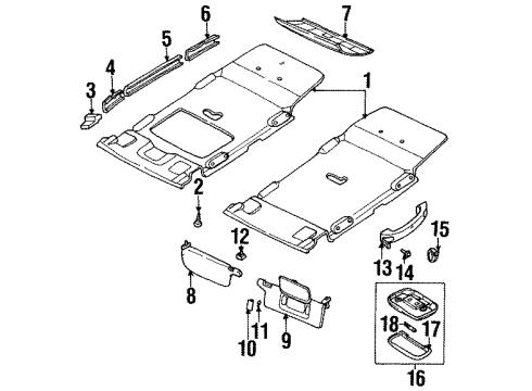 2002 Honda Passport Interior Trim - Roof Lamp, Luggage Room (Gray) Diagram for 8-97298-890-0