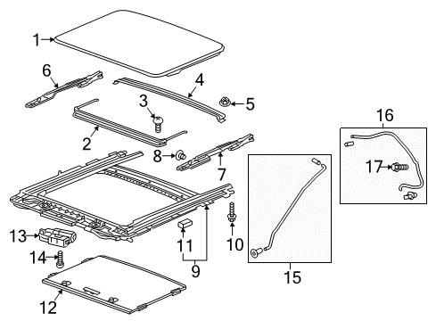 2022 Chevrolet Spark Sunroof Sunroof Frame Retainer Diagram for 95392259