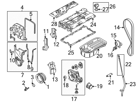 2001 Hyundai Accent Filters Oil Level Gauge Rod Assembly Diagram for 2661126000