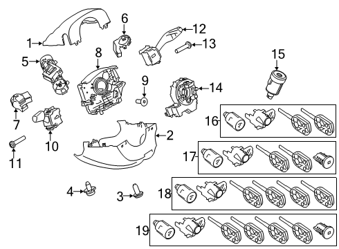 2019 Ford Transit Connect Shroud, Switches & Levers Housing Screw Diagram for -W504694-S303