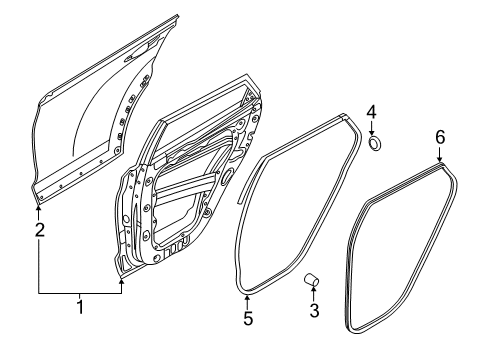 2016 Hyundai Tucson Rear Door Weatherstrip Assembly-Rear Door Side LH Diagram for 83130-D3000