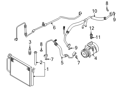2005 BMW 760Li A/C Condenser, Compressor & Lines Fan Compression Shroud Diagram for 64546921379