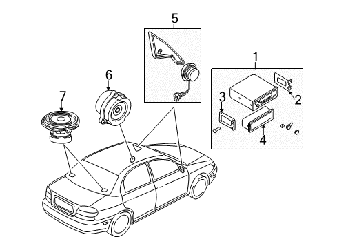 2004 Kia Spectra Sound System Front Tweeter Speaker Assembly, Left Diagram for 963102F001