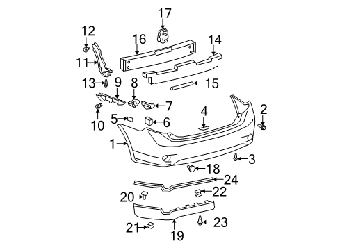 2010 Toyota Corolla Rear Bumper Bumper Cover Pad Diagram for 52461-02040