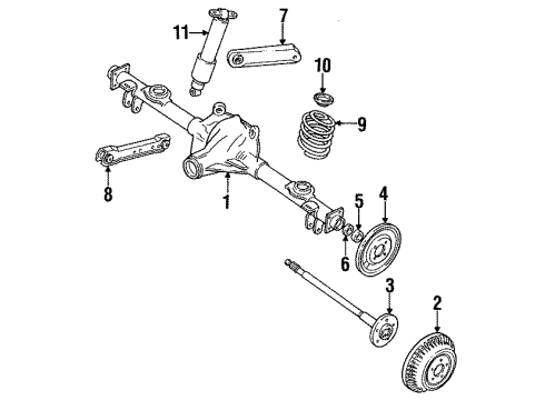 1992 Oldsmobile Custom Cruiser Rear Axle & Suspension Air Line-Tubes W/Fitting, Cmprsr To Shock Diagram for 22099149