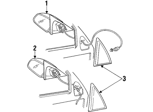 1998 Oldsmobile Achieva Outside Mirrors Mirror Asm-Outside Rear View Diagram for 22605943