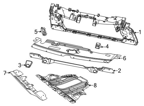 2020 Jeep Compass Radiator Support, Splash Shields Radiator Support Bracket Diagram for 68244412AB