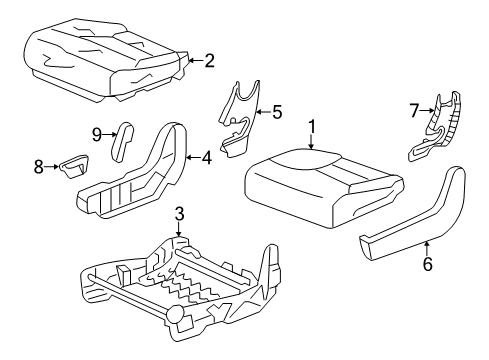 2014 Honda Odyssey Second Row Seats Frame, R. Middle Seat Cushion Diagram for 81336-TK8-A01