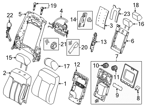 2013 Ford F-250 Super Duty Front Seat Components Seat Back Cover Diagram for CC3Z-2564416-BA