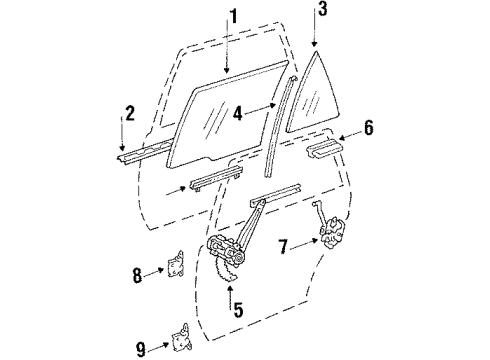 1986 Chevrolet Nova Rear Door - Glass & Hardware Weatherstrip, Rear Side Door Window Stationary Diagram for 94841412