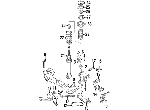 1992 Nissan 300ZX Front Suspension Components, Lower Control Arm, Stabilizer Bar Upper Kingpin Bearing Assembly Diagram for 40030-33P07