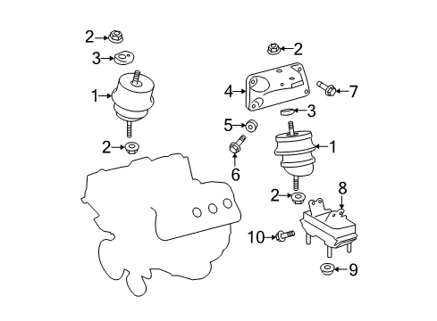 2012 Lexus IS F Engine & Trans Mounting Bracket, Engine Mounting, Front NO.1 RH Diagram for 12311-38090