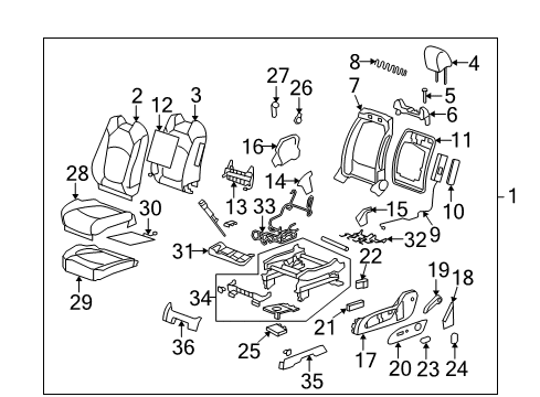 2007 Saturn Outlook Driver Seat Components Plate-Driver Seat Adjuster Switch Mount *Medium Cashmere Diagram for 15900305