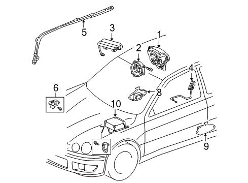 2001 Lexus IS300 Air Bag Components Sensor Assy, Side Air Bag, RH Diagram for 89860-53020