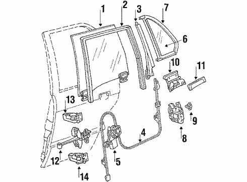 1987 BMW 325 Rear Door - Glass & Hardware Cover Diagram for 51321906497