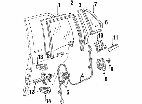 1991 BMW 325iX Rear Door - Glass & Hardware Rear Door Actuator Diagram for 51261394368