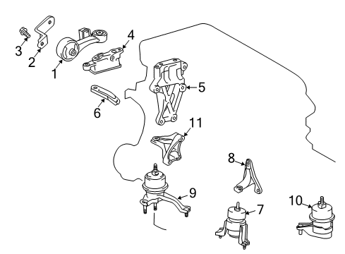 2016 Toyota Highlander Engine & Trans Mounting Rod Diagram for 12363-0V160