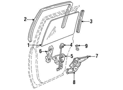 1993 Chrysler New Yorker Rear Door - Glass & Hardware Electric Window Regulator, Right Diagram for 4445375