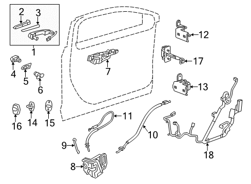 2014 Cadillac CTS Front Door - Lock & Hardware Upper Hinge Diagram for 22853450