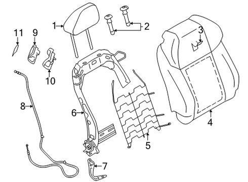 2022 Toyota GR86 Front Seat Components Seat Back Cover Diagram for SU003-10386
