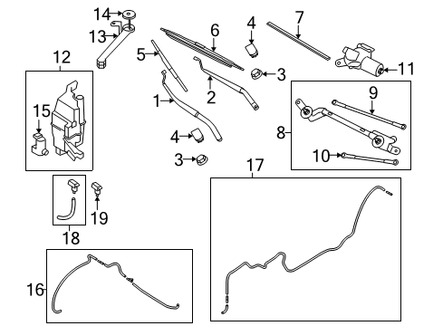 2009 Nissan Rogue Wiper & Washer Components Front Right Windshield Wiper Blade Assembly Diagram for 28890-JM01A